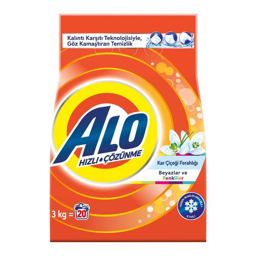 Alo Toz Çamaşır Deterjanı Kar Çiçeği Ferahlığı Beyazlar ve Renkliler Hızlı Çözülme 3 kg - 1