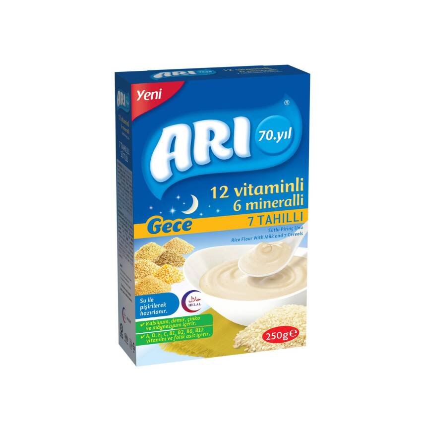 Arı 12 Vitaminli 6 Mineralli Sütlü 7 Tahıllı Pirinç Unu Gece 250 G - 1