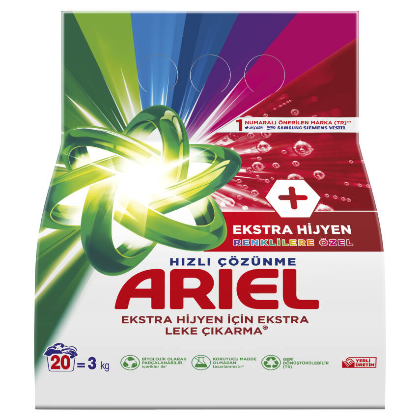 Ariel Oxi Ekstra Hijyen 3Kg 20 Yıkama Renkliler - 1