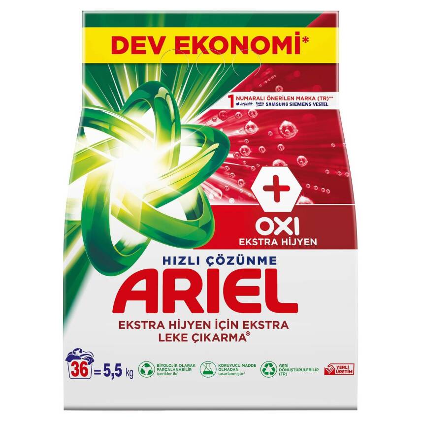 Ariel Toz Çamaşır Deterjanı Oxi Ekstra Hijyen 5.5 kg 36 Yıkama - 1