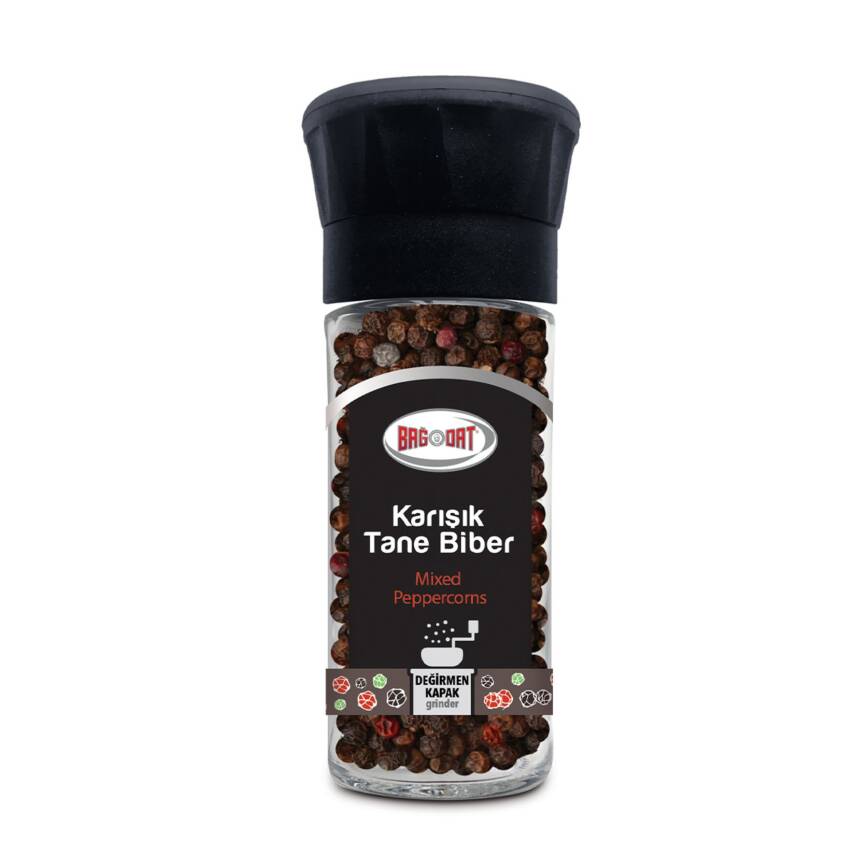 Bağdat Karışık Tane Biber Değirmenli Kapak ( Cam Kavanoz ) - 1