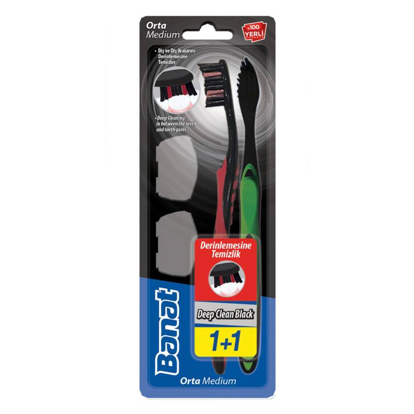 Banat Deep Clean Black 1+1 Yetişkin Diş Fırçası - 1