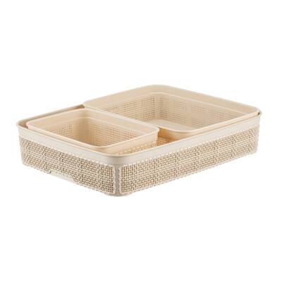 Bee Home Jute Çok Amaçlı Sepet 3'lü - Bee