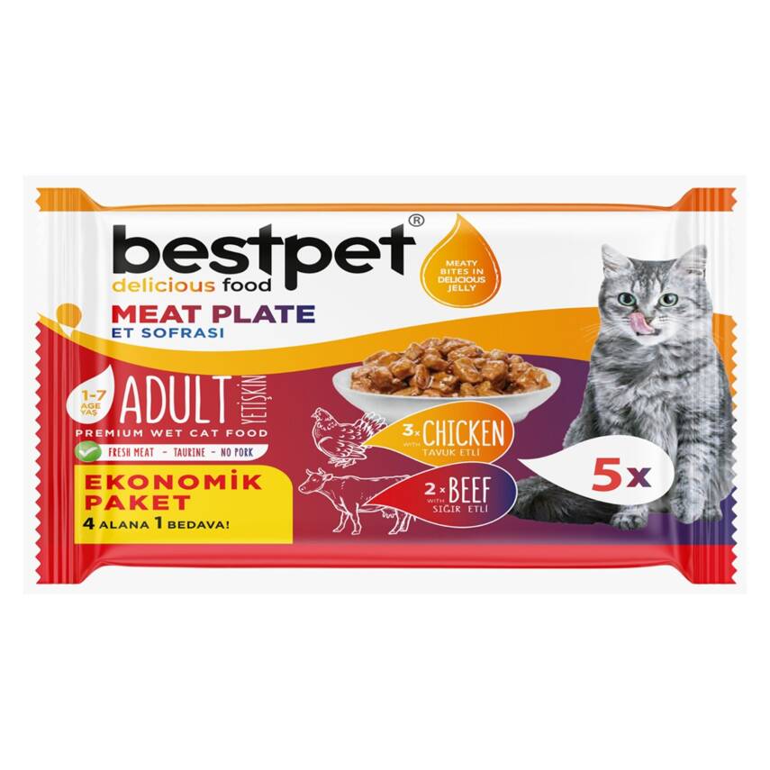 Bestpet Yetişkin Kedi Yaş Mama Ekonomik Paket 4*85 G - 1