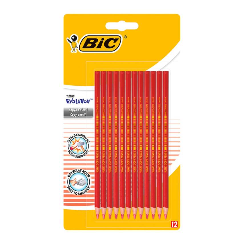 BIC Evolution Kırmızı Kopya Kalemi 12'li Blister - 1