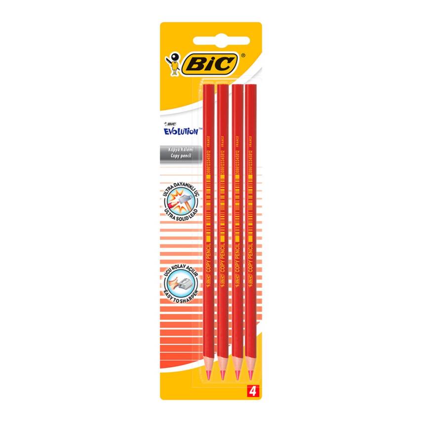 BIC Evolution Kırmızı Kopya Kalemi 4'lü Blister - 1
