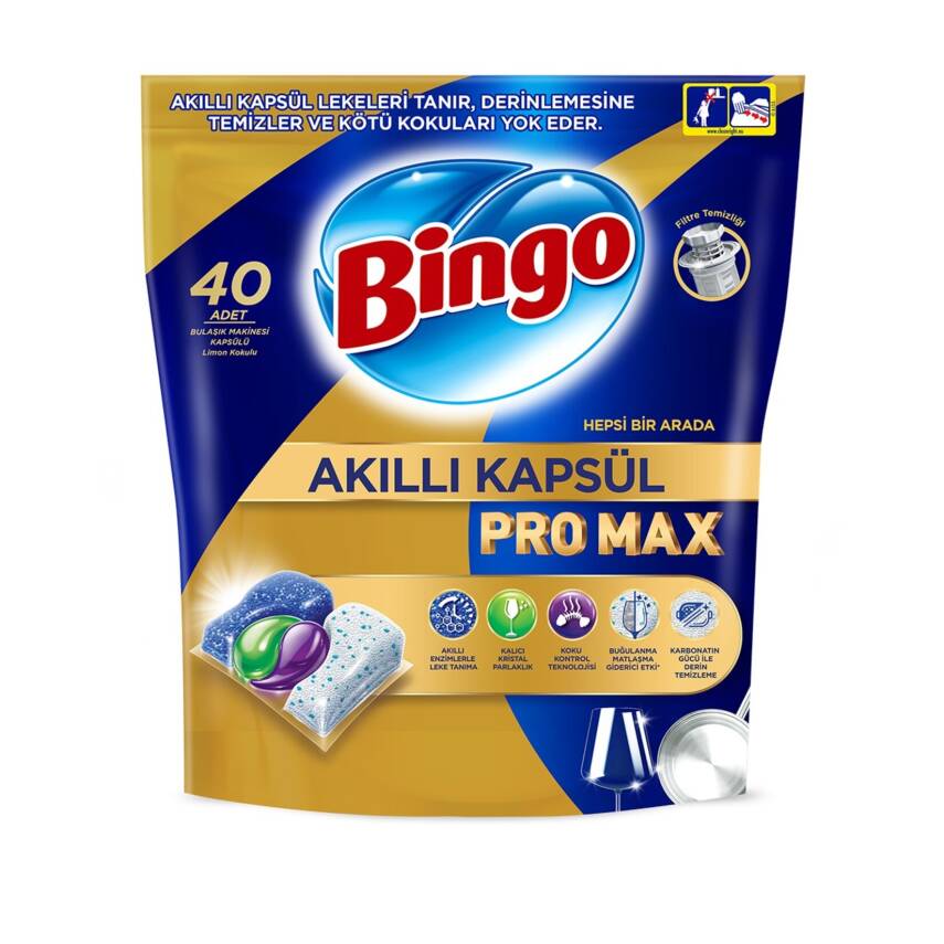Bingo Akıllı Kapsül Pro Max Bulaşık Makinası Tablet 40'lı 548 G - 1