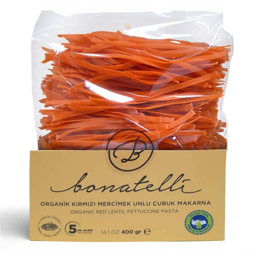 Bonatelli Organik Kırmızı Mercimekli Çubuk Makarna 400 G - 1