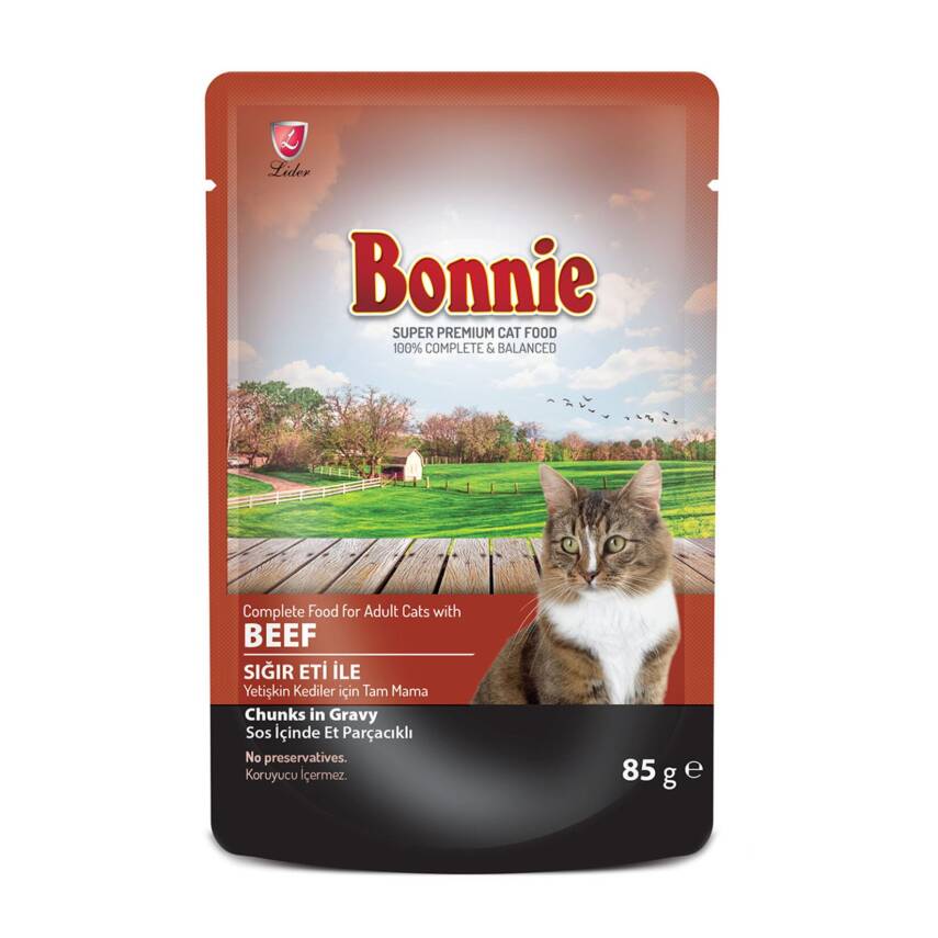 Bonnie Kedi Pouch Biftekli Sos İçinde Et Parçacıklı 85 G - 1