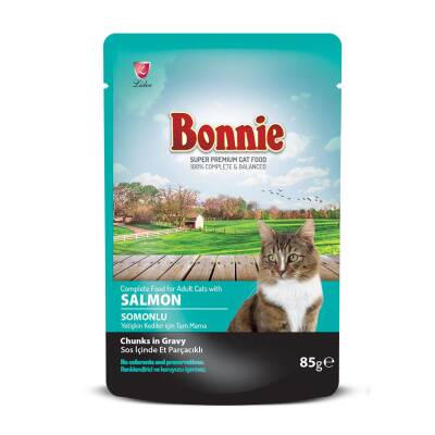 Bonnie Kedi Pouch Somonlu Sos İçinde Et Parçacıklı 85 G - Bonnie