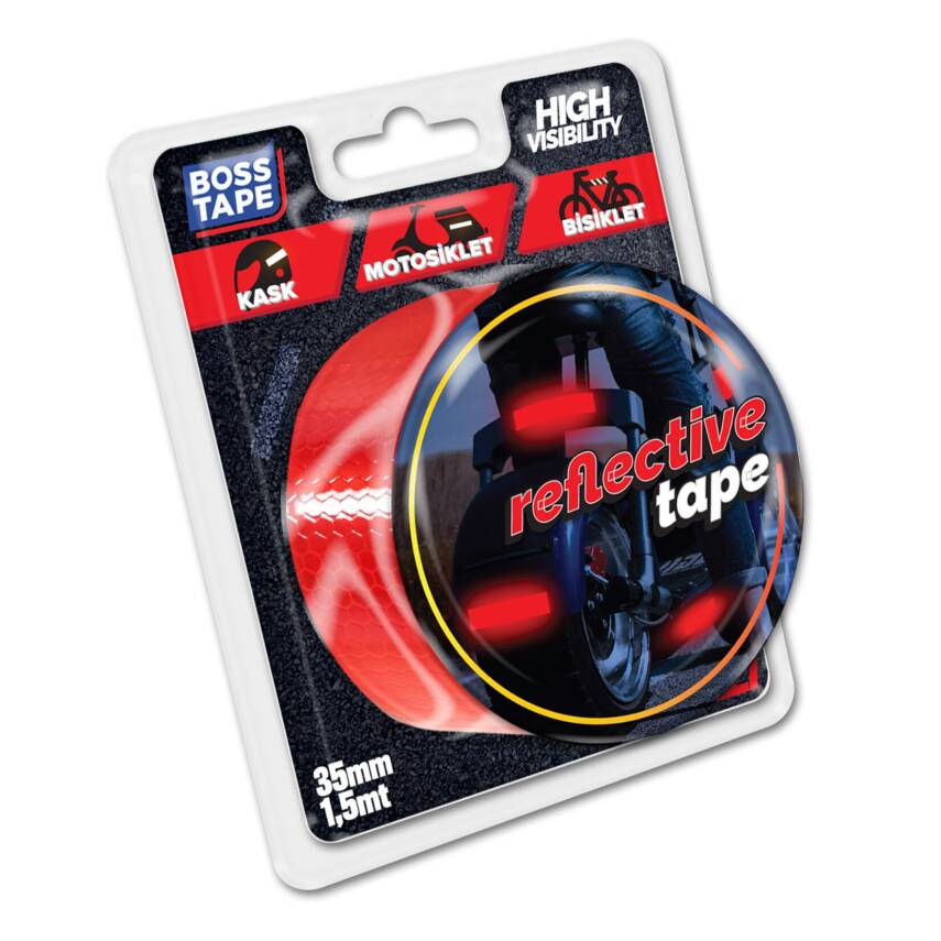 Boss Tape Kırmızı Reflektif Bant 1.5 Mt - 1