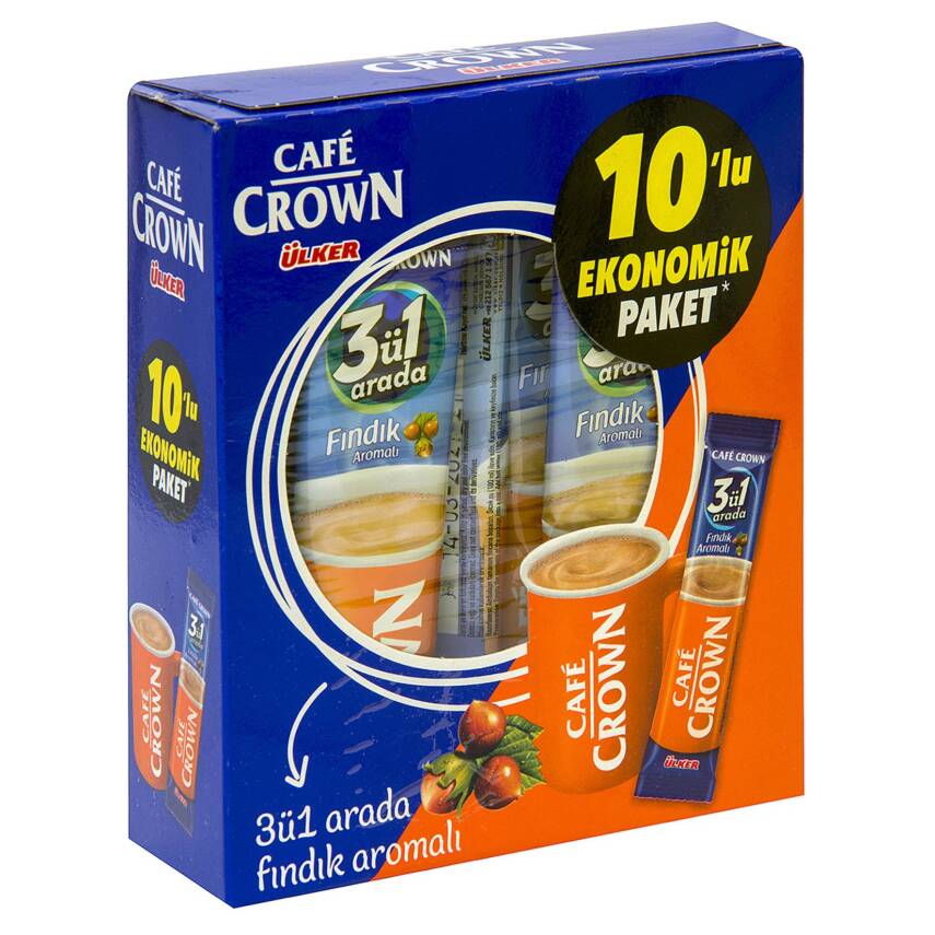 Cafe Crown 3ü 1 Arada Fındık Aromalı Paket 10 x 18 G - 1
