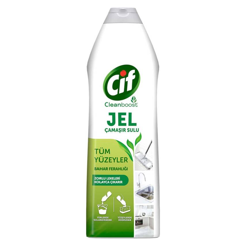 Cif Jel Yüzey Temizleyici Cleanboost Tüm Yüzeyler İçin Leke Çıkarıcı Çamaşır Sulu Bahar Ferahlığı 750 ML - 1