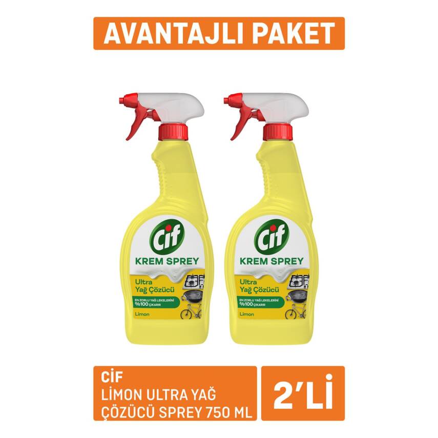 Cif Limon Ultra Yağ Çözücü Sprey 2x750 Ml - 1