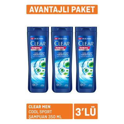 Clear Men Cool Sport Şampuan 3 x 350Ml - Clear