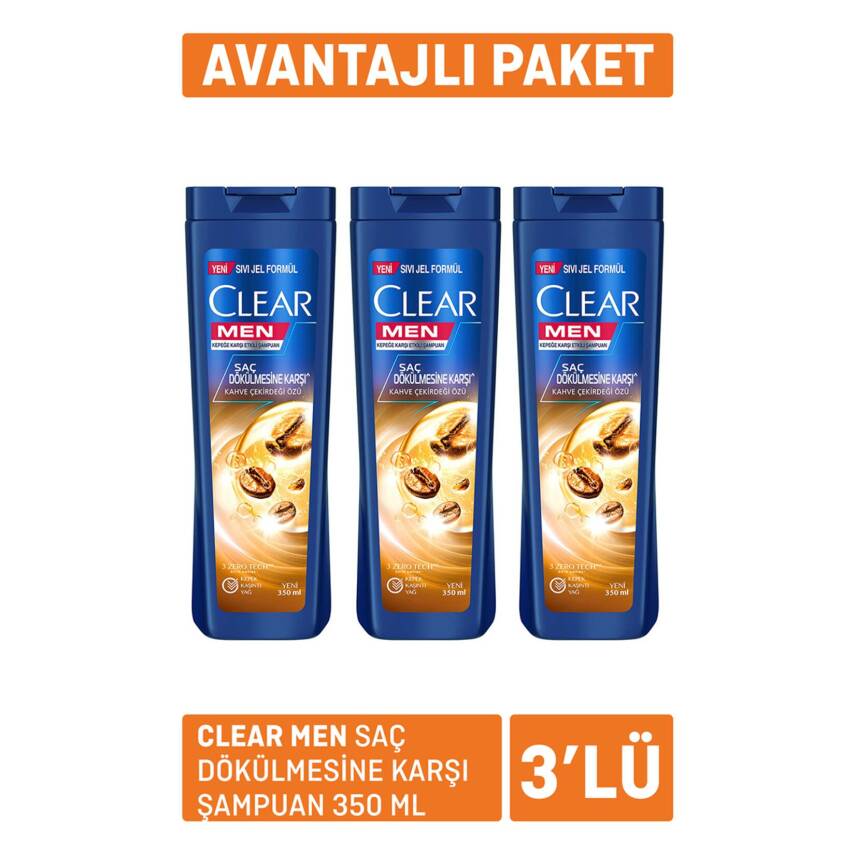 Clear Men Saç Dökülmesine Karşı Şampuan 3 x 350Ml - 1