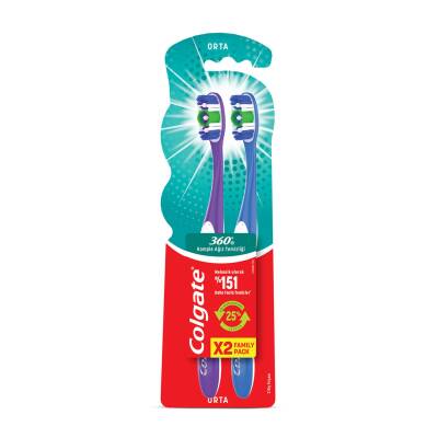Colgate 360 Komple Ağız Temizliği Orta Diş Fırçası 1+1 - Colgate