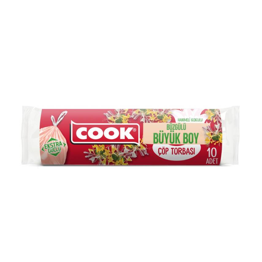 Cook Büzgülü Çöp Torbası Büyük Boy Hanımeli Kokulu 10'lu - 1