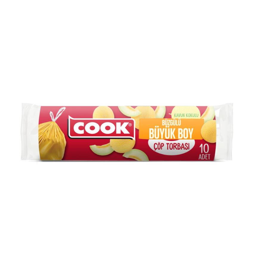 Cook Büzgülü Çöp Torbası Büyük Boy Kavun Kokulu 10'Lu - 1