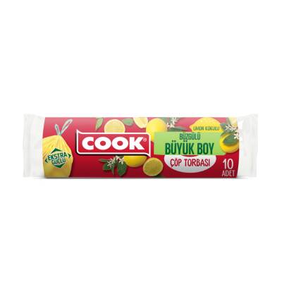 Cook Büzgülü Çöp Torbası Büyük Limon Kokulu 10 Adet - Cook
