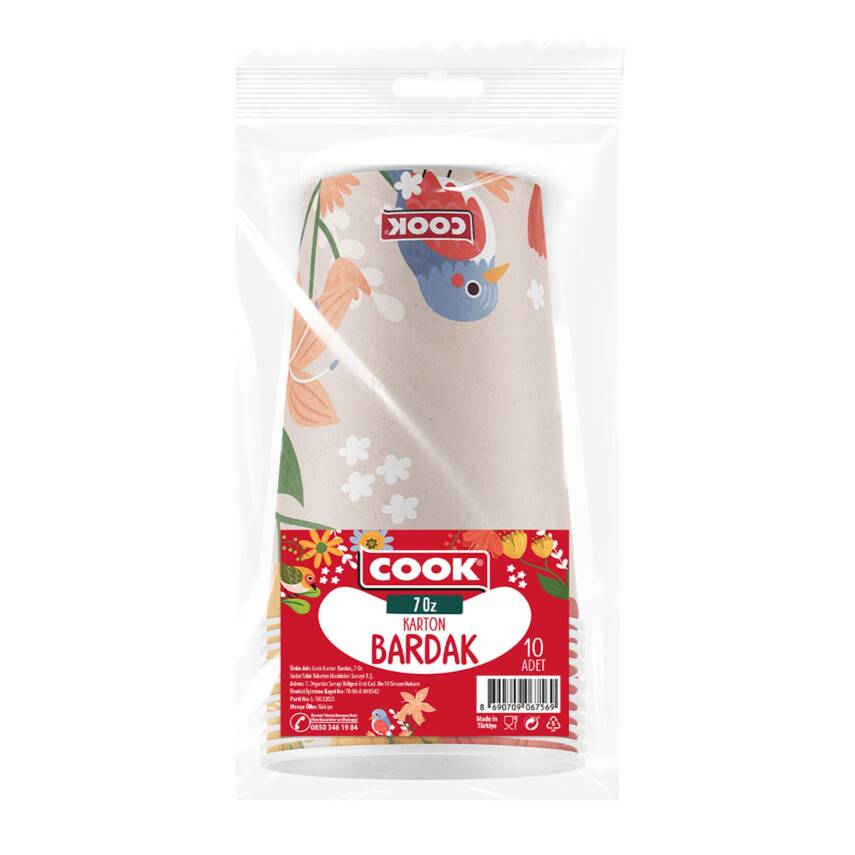 Cook İlkbahar Konseptli Karton Bardak 7 Oz 10'lu - 1