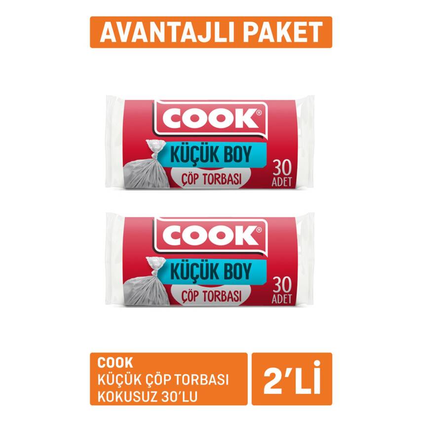Cook Küçük Çöp Torbası Kokusuz 2 x 30'lu - 1