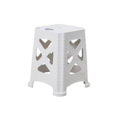 Della Elit Rattan Büyük Tabure Beyaz - Della