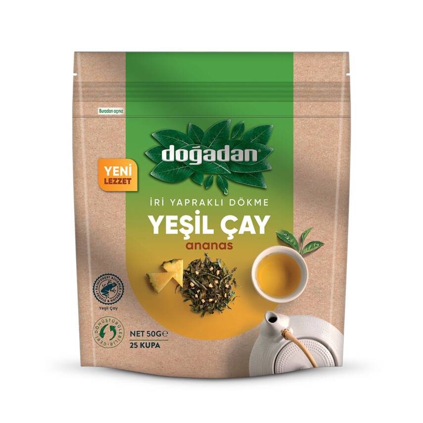 Doğadan İri Yapraklı Dökme Yeşil Çay Ananaslı 50 G - 1