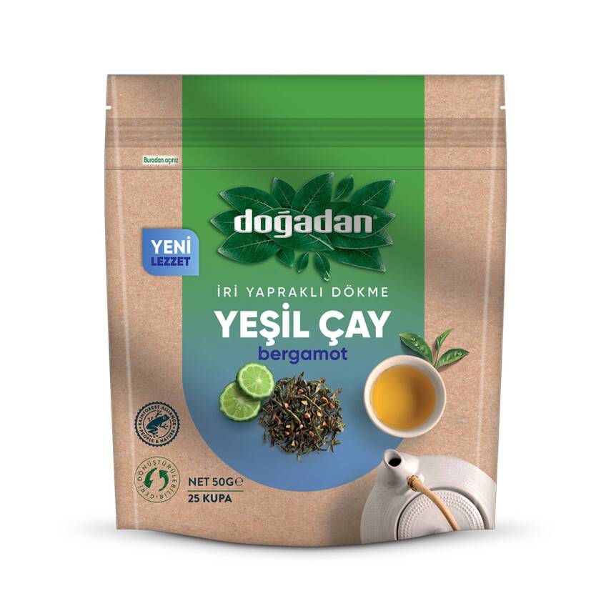Doğadan İri Yapraklı Dökme Yeşil Çay Bergamotlu 50 G - 1