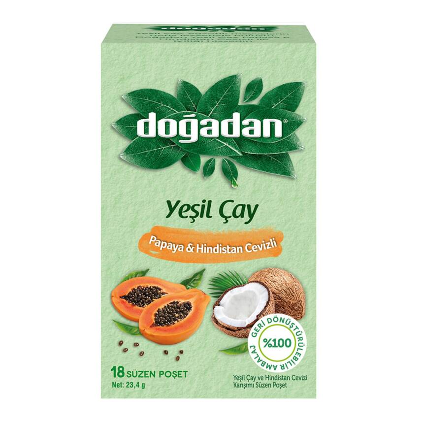 Doğadan Yeşil Çay Papaya & Hindistan Cevizli 18'li 23,4 G - 1