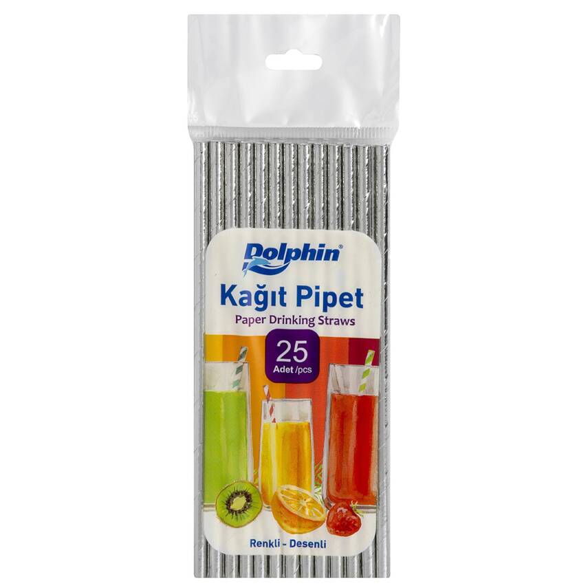 Dolphin Metalize Gold&Silver Kağıt Pipet 25'li - 1