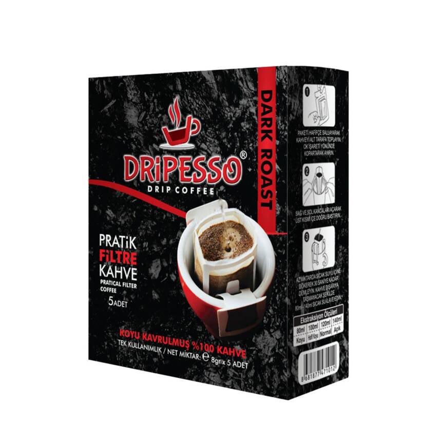 Dripesso Dark Roast Pratik Filtre Kahve 5'li 40 G - 1