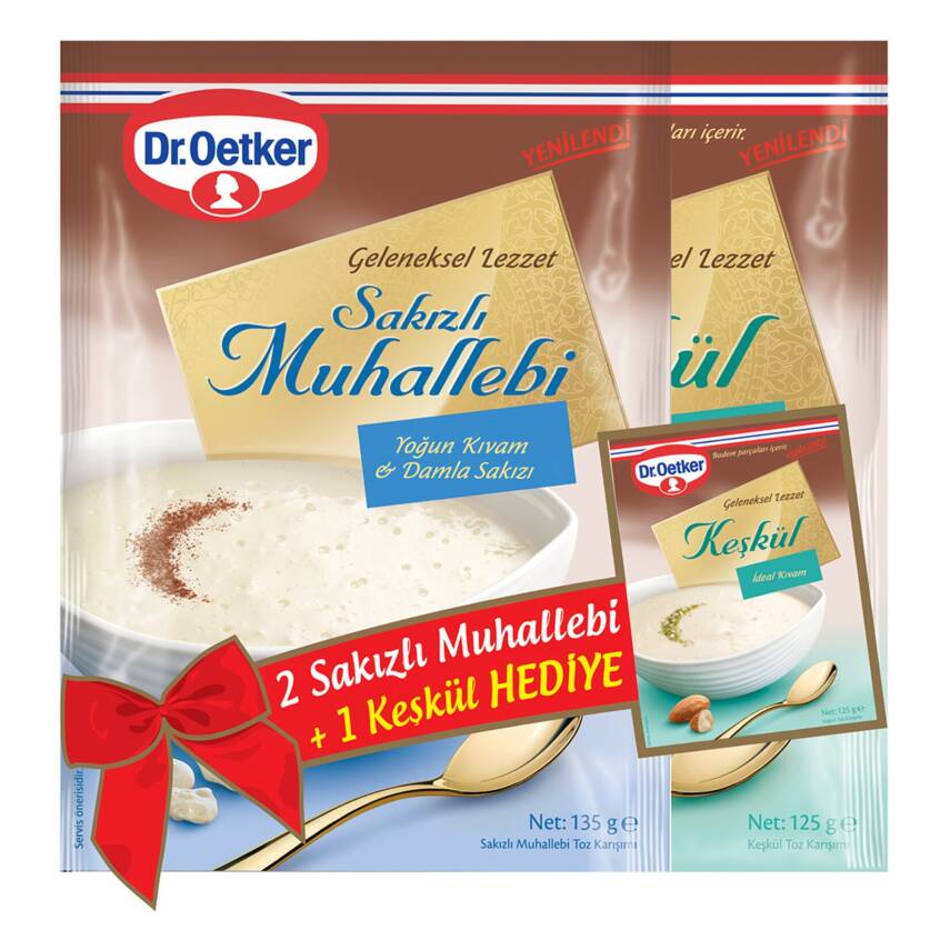 Dr.Oetker Sakızlı Muhallebi 2 x 135 G + Keşkül 125 G Hediyeli - 1