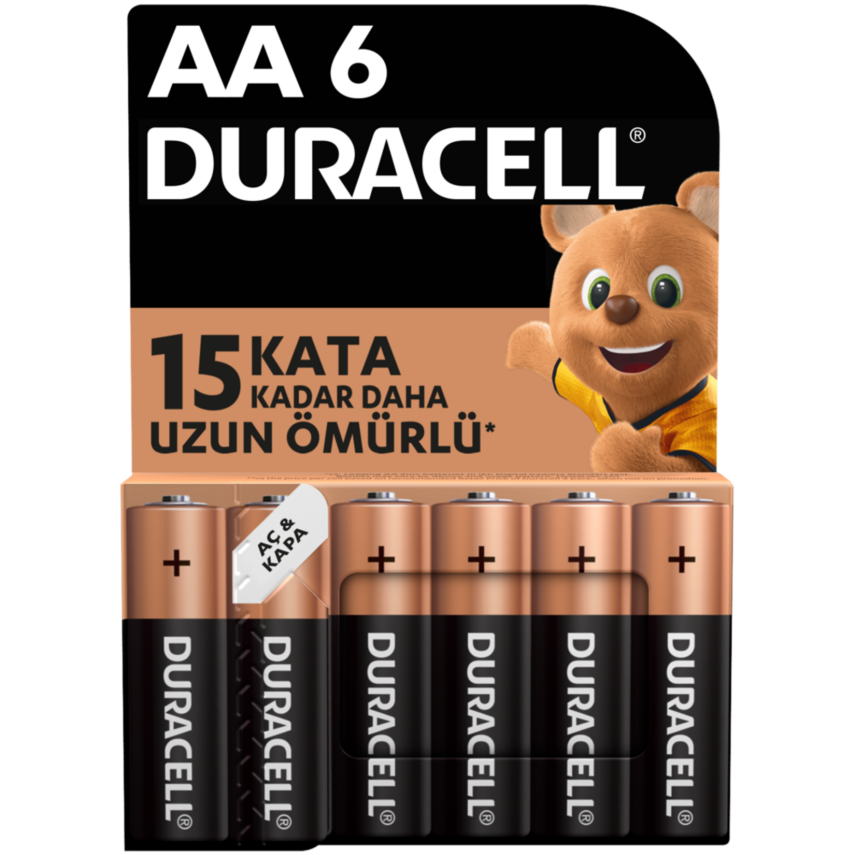 Duracell Alkalin AA Kalem Pil 1,5 V (LR6 / MN1500) 6'lı Paket - 1