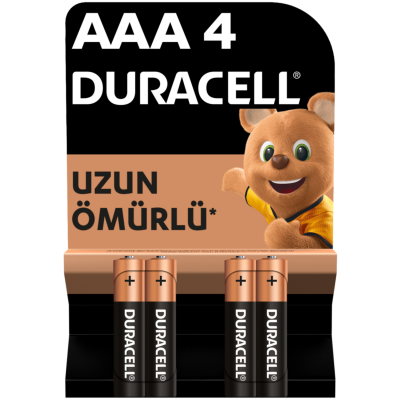 Duracell Alkalin AAA İnce Kalem Pil, 1,5V (LR03 / MN2400), 4’lü Paket - Duracell