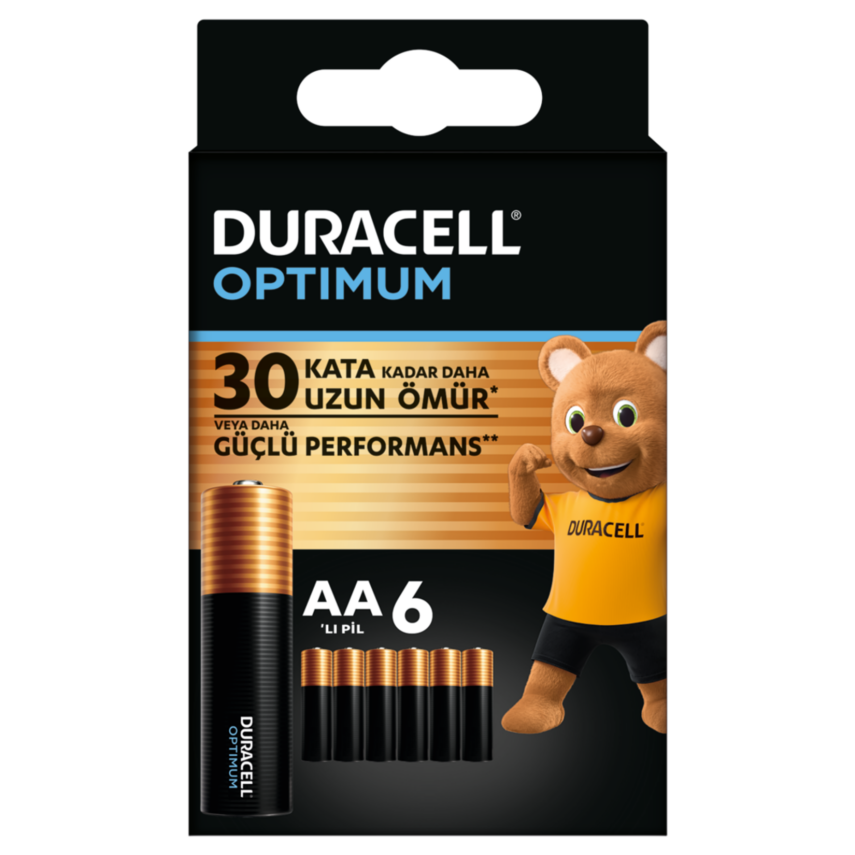 Duracell Optimum AA Alkalin Kalem Pil 1,5 V (LR6 / MN1500) 6’lı Paket - 1