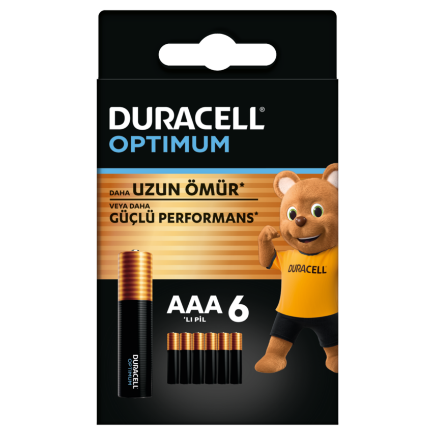 Duracell Optimum AAA Alkalin İnce Kalem Pil 1,5 V (LR03 / MN2400) 6’lı Paket - 1
