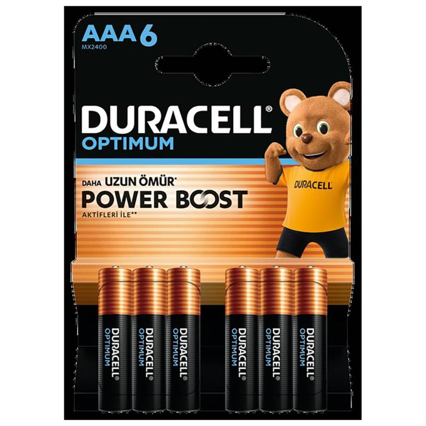 Duracell Optimum Powerboost AAA İnce Kalem Pil 6'lı - 1