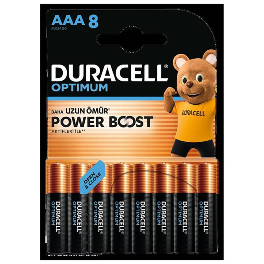 Duracell Optimum Powerboost AAA İnce Kalem Pil 8'li - 1