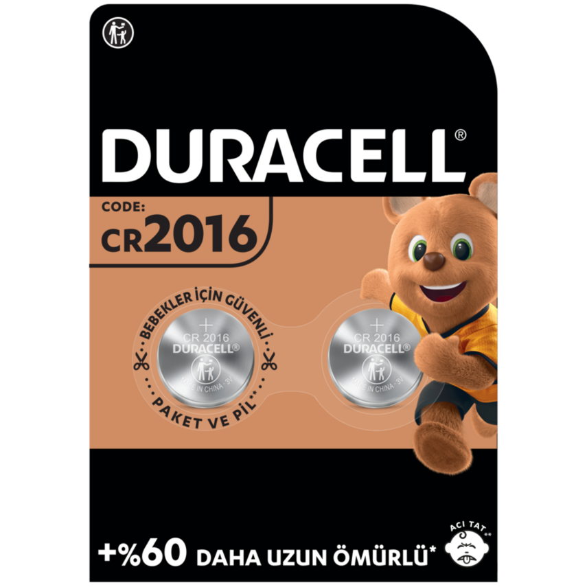 Duracell Özel 2016 Lityum Düğme Pil 3V (CR2016) 2’li Paket - 1