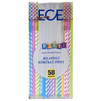 Ece Party Jelatinli Körüklü Pipet 50'li (EPK691) - Ece