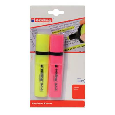 Edding 2'li Fosforlu Kalem Sarı+Pembe - Edding