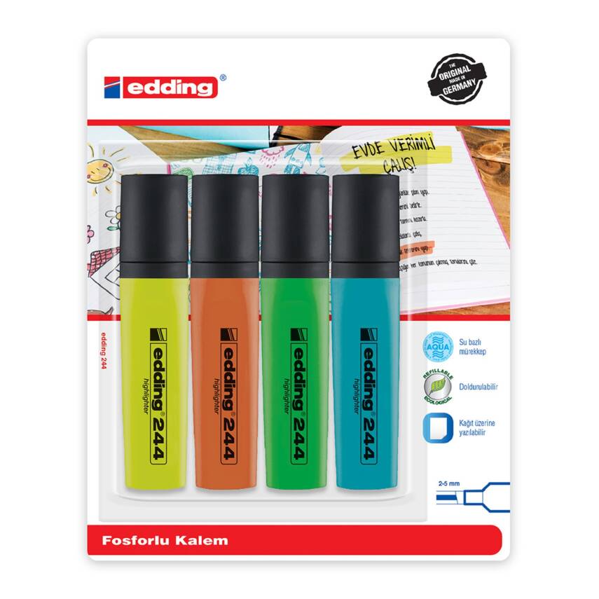 Edding Fosforlu Kalem 4'lü - 1
