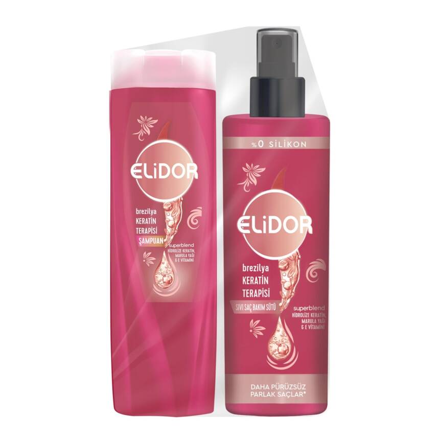 Elidor Brezilya Keratin Terapisi Şampuan 200ml + Saç Bakım Sütü 200Ml - 1