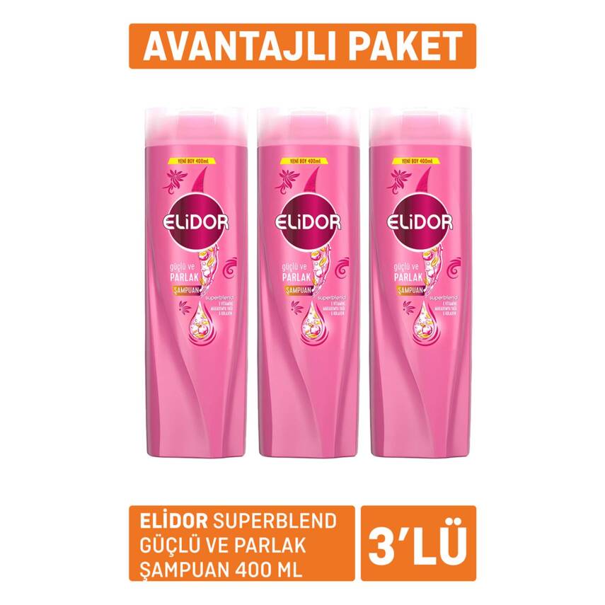 Elidor Superblend Güçlü ve Parlak Şampuan 3 x 400Ml - 1