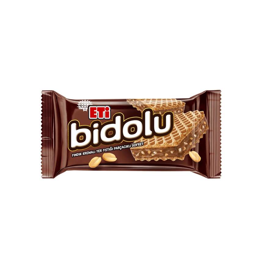 Eti Bidolu Yer Fıstığı Parçacıklı Fındık Kremalı Gofret 36 G - 1