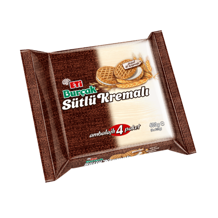 Eti Burçak Sütlü Kremalı Yulaflı Bisküvi 4 x 100 G - 1