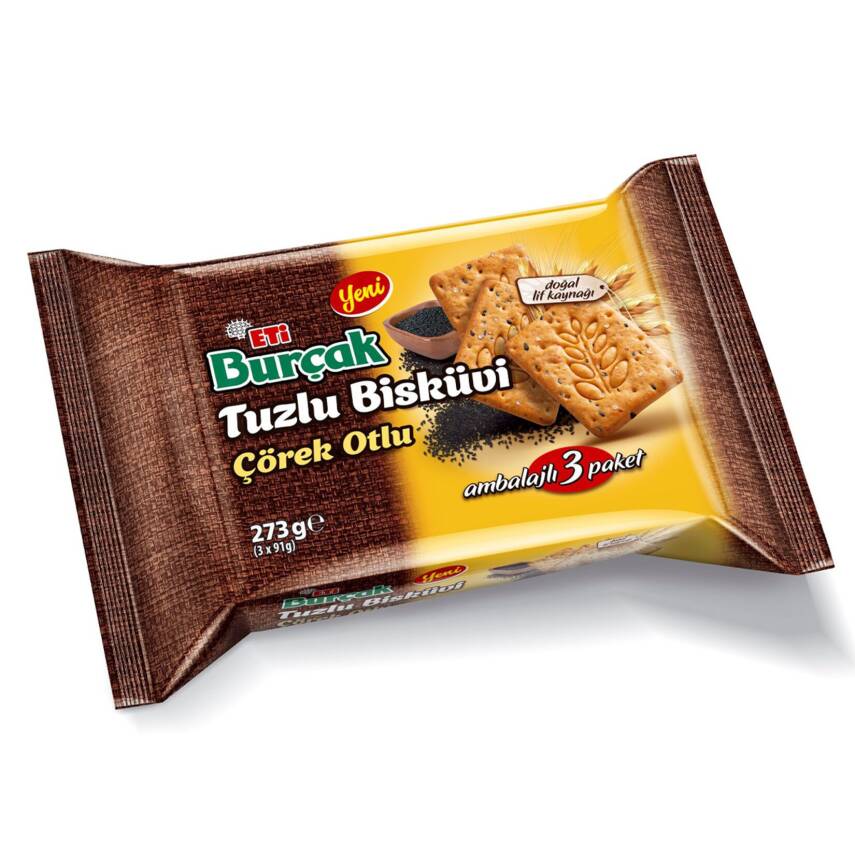 Eti Burçak Tuzlu Çörek Otlu Bisküvi 3 x 91 G - 1
