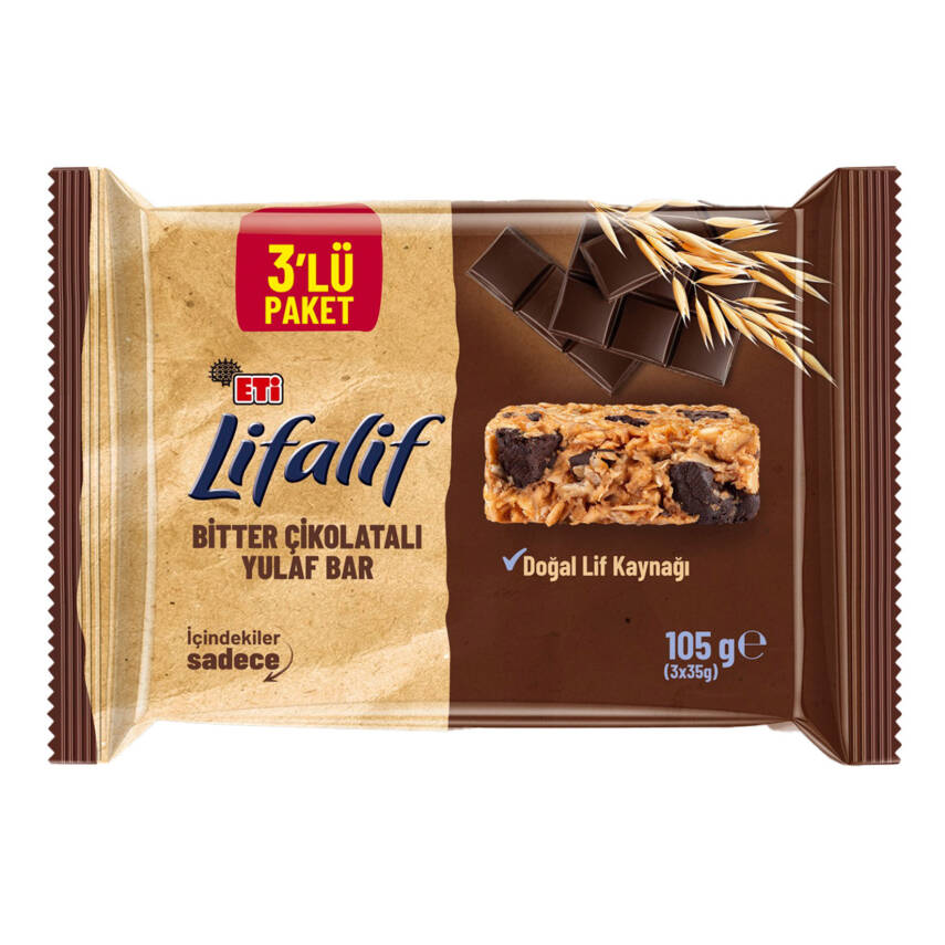 Eti Lifalif Bitter Çikolatalı Yulaf Bar 3 x 35 G - 1