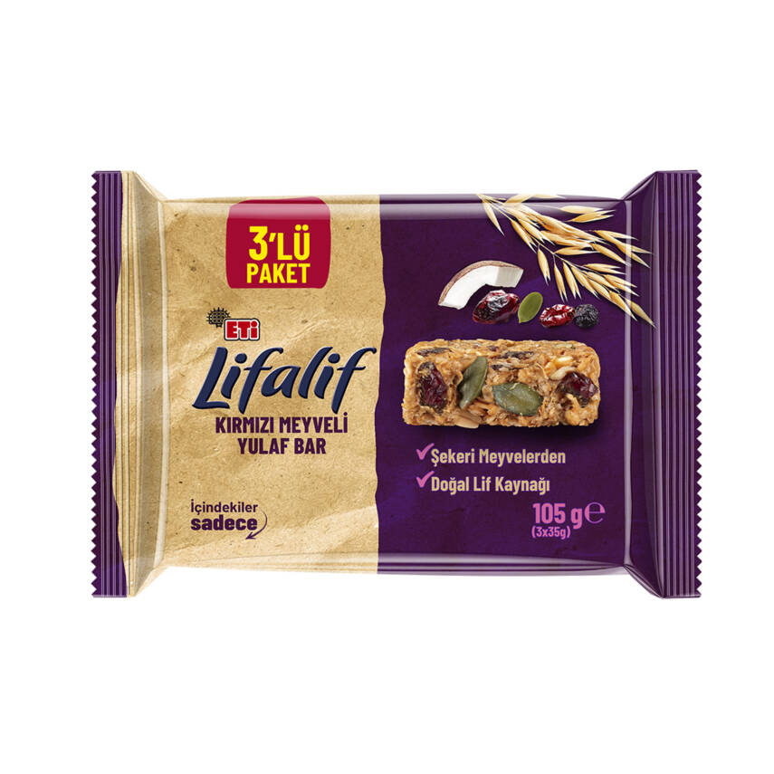 Eti Lifalif Kırmızı Meyveli Yulaf Bar 3 x 35 G - 1